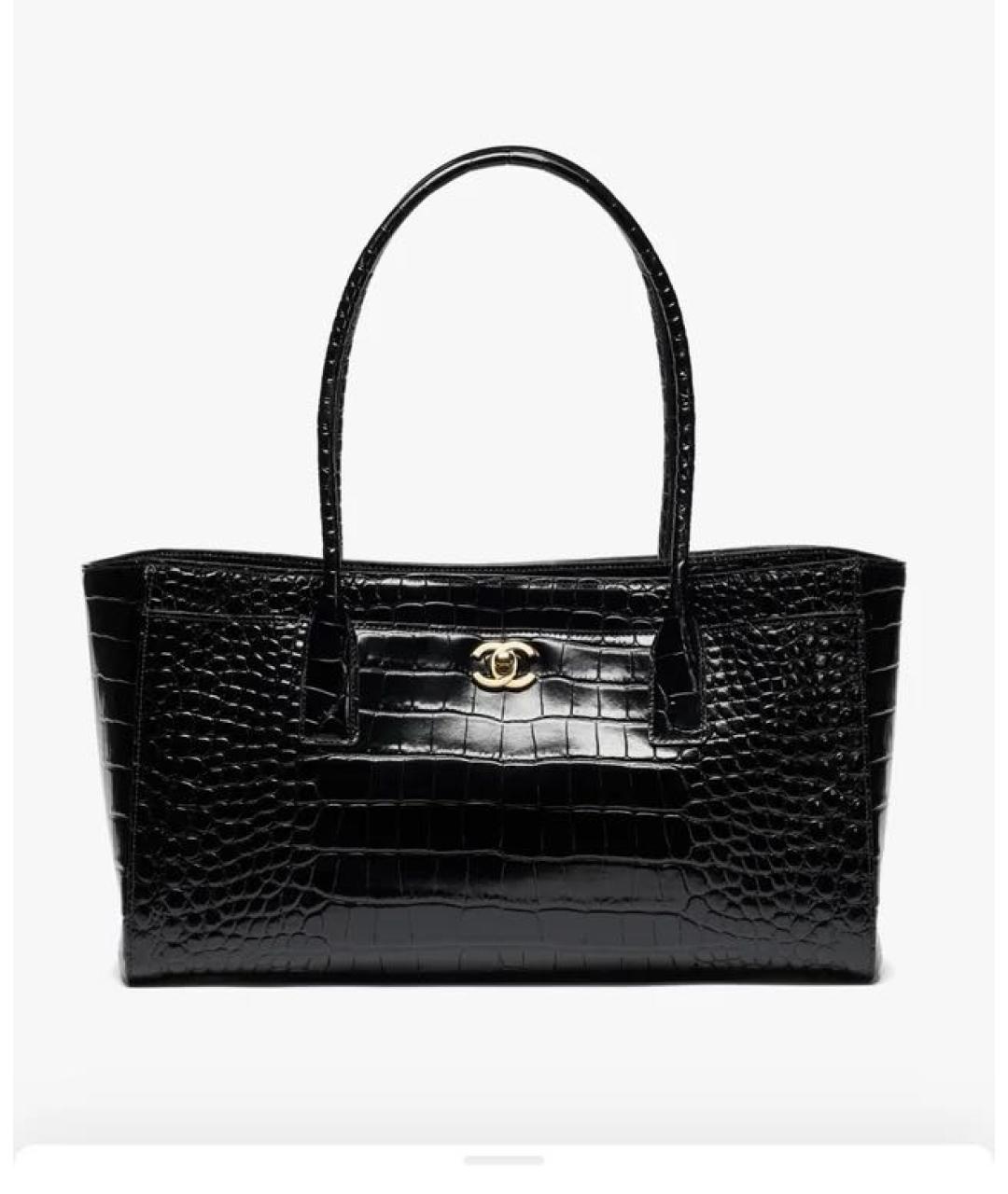 CHANEL Черная кожаная сумка тоут, фото 7