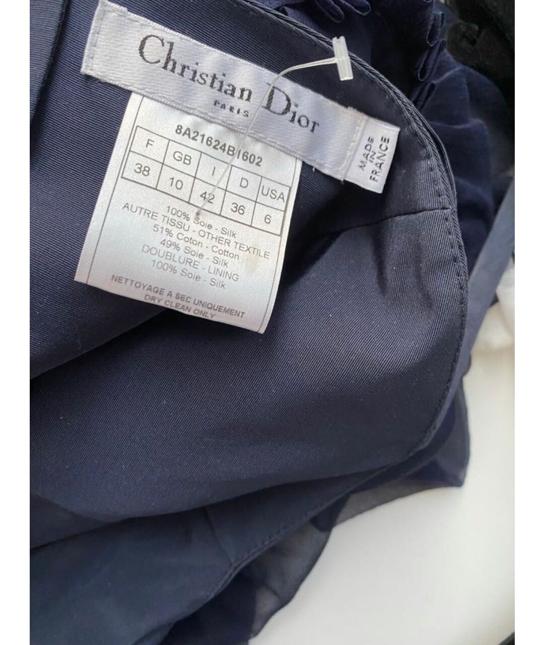 CHRISTIAN DIOR PRE-OWNED Темно-синее шелковое коктейльное платье, фото 2