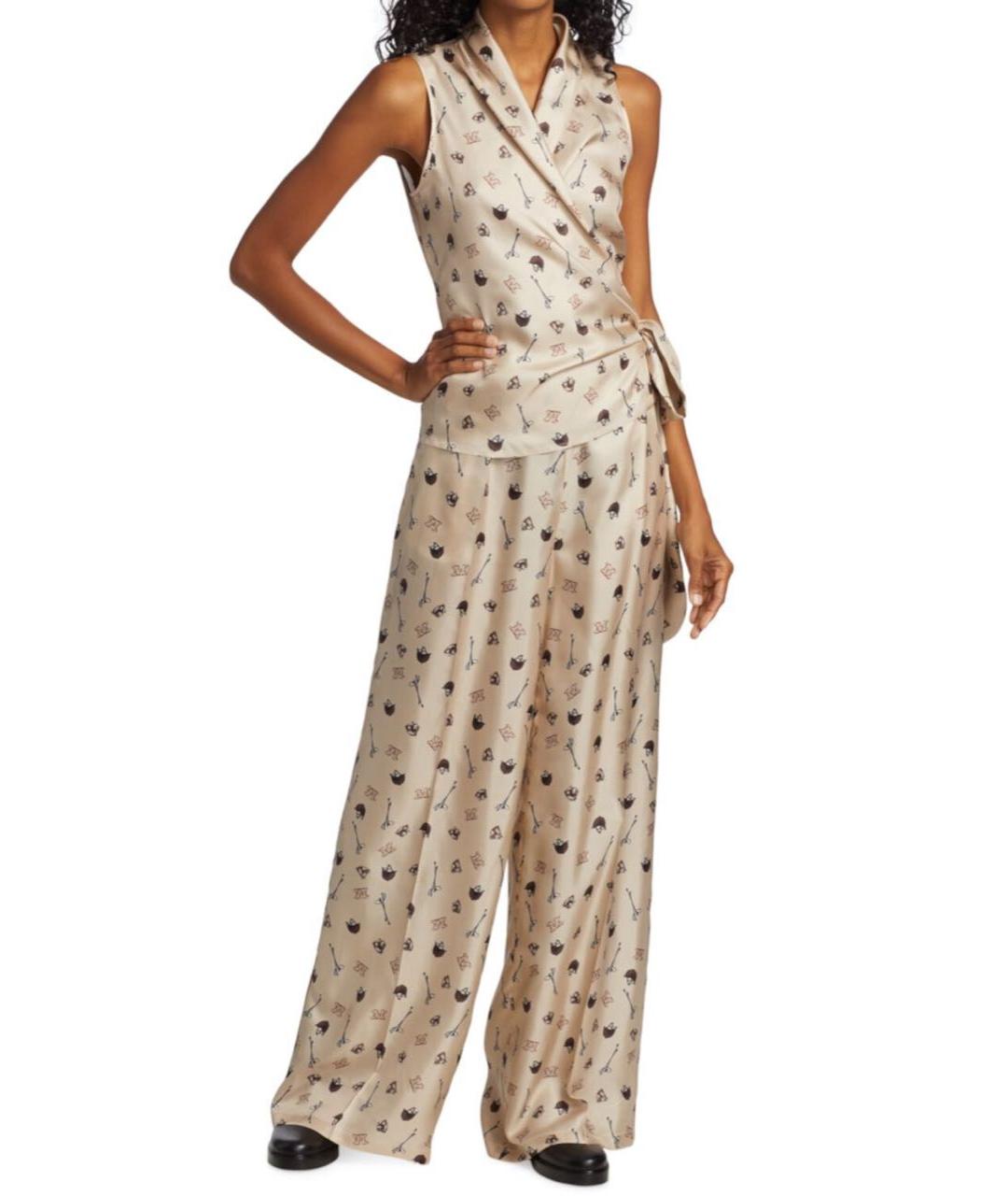MAX MARA Бежевый шелковый костюм с брюками, фото 3