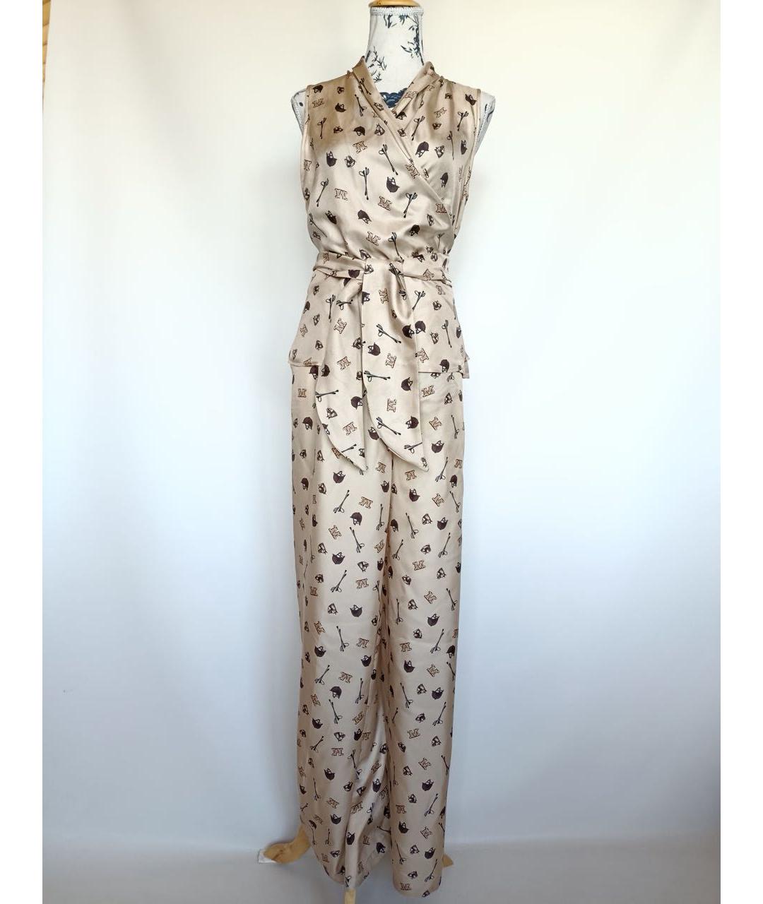 MAX MARA Бежевый шелковый костюм с брюками, фото 5