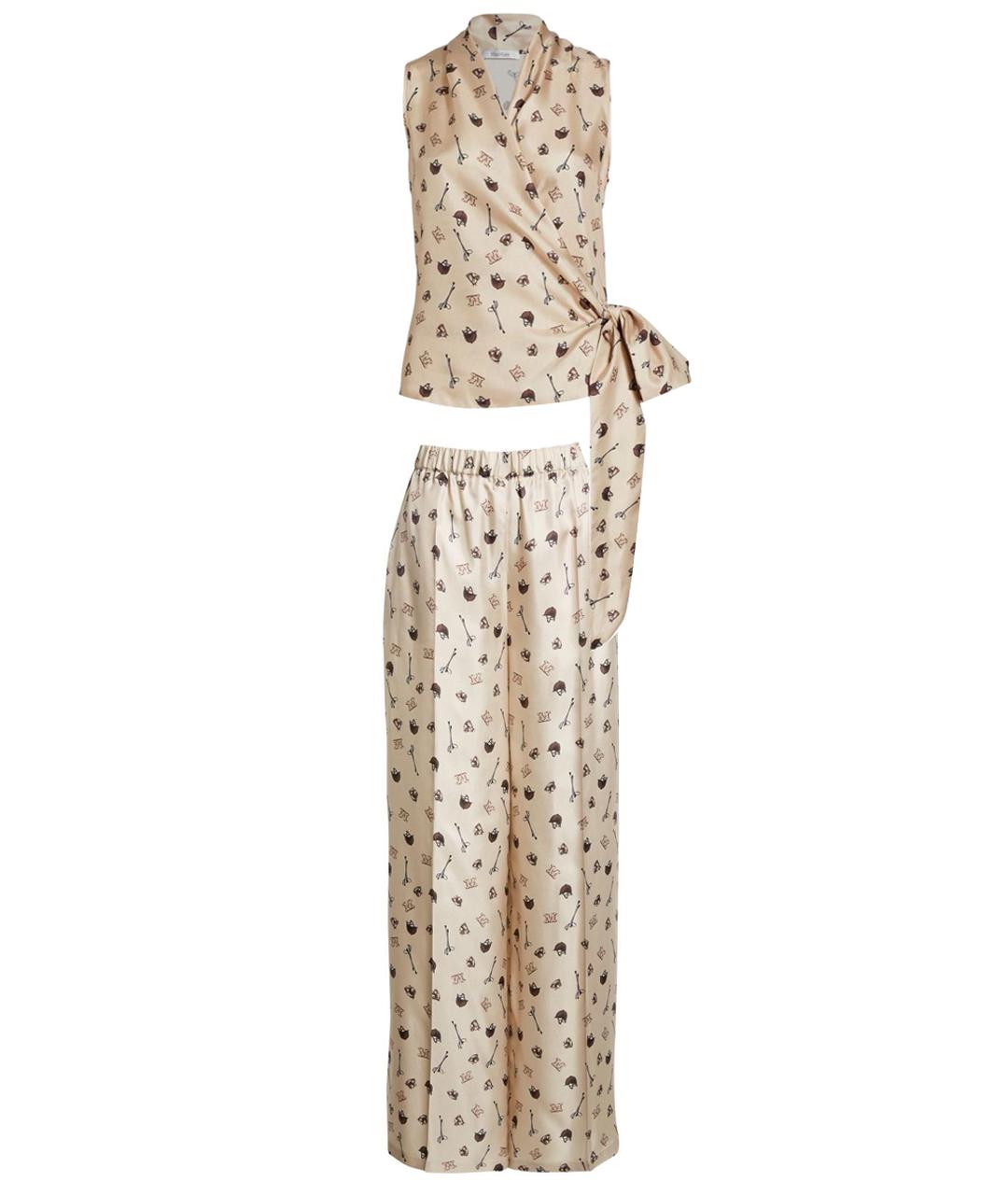 MAX MARA Бежевый шелковый костюм с брюками, фото 1