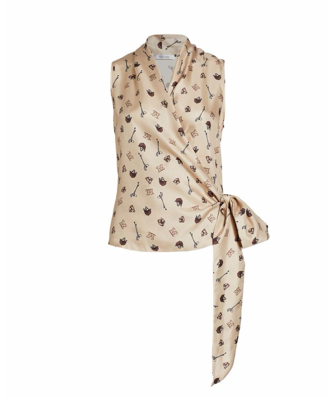 MAX MARA Бежевый шелковый костюм с брюками, фото 9