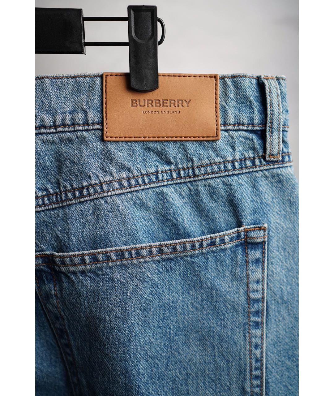 BURBERRY Синие хлопковые прямые джинсы, фото 5