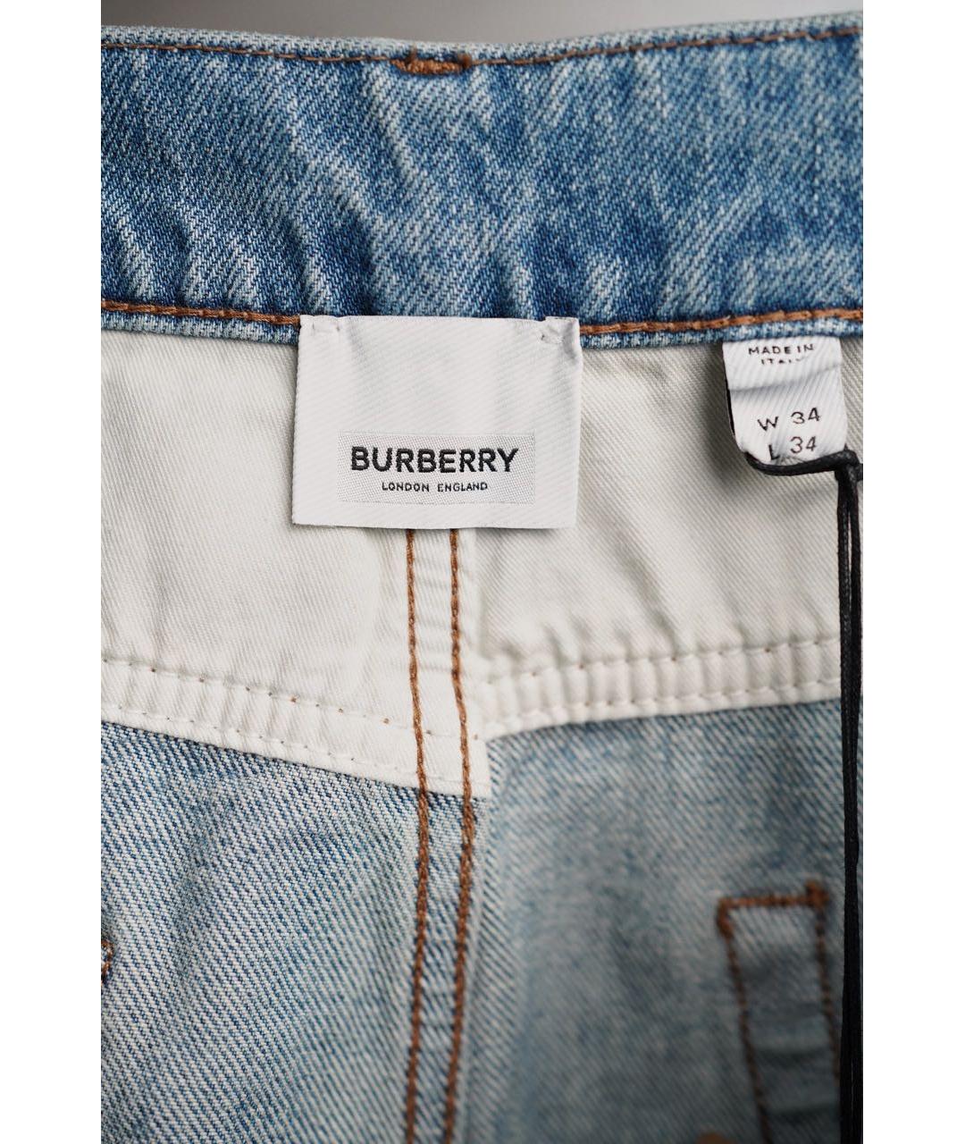 BURBERRY Синие хлопковые прямые джинсы, фото 6