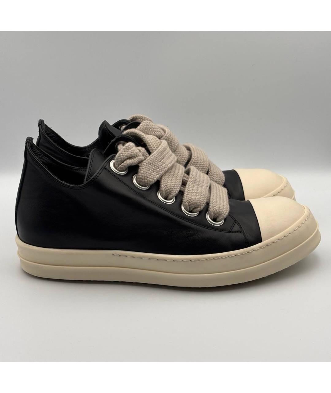 RICK OWENS Черные кожаные низкие кроссовки / кеды, фото 6