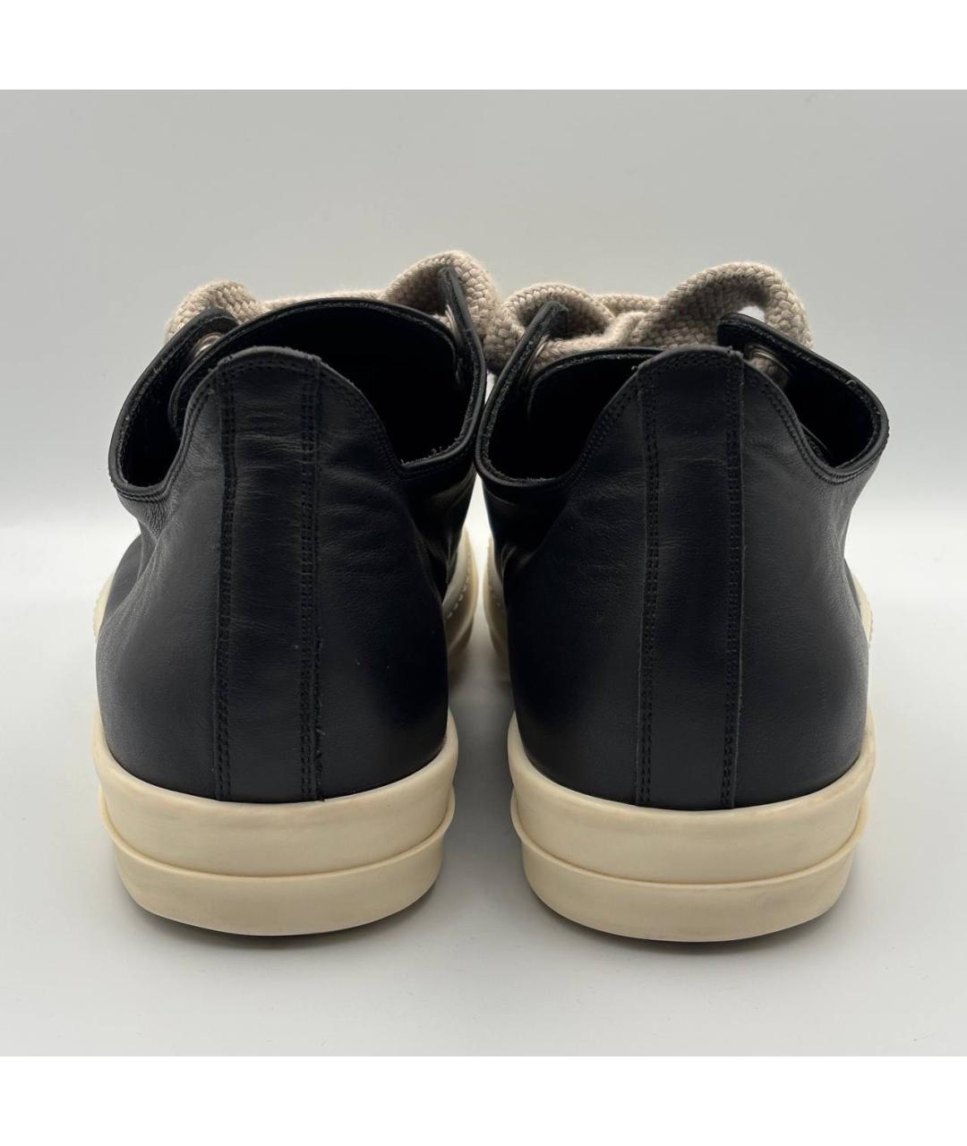RICK OWENS Черные кожаные низкие кроссовки / кеды, фото 5
