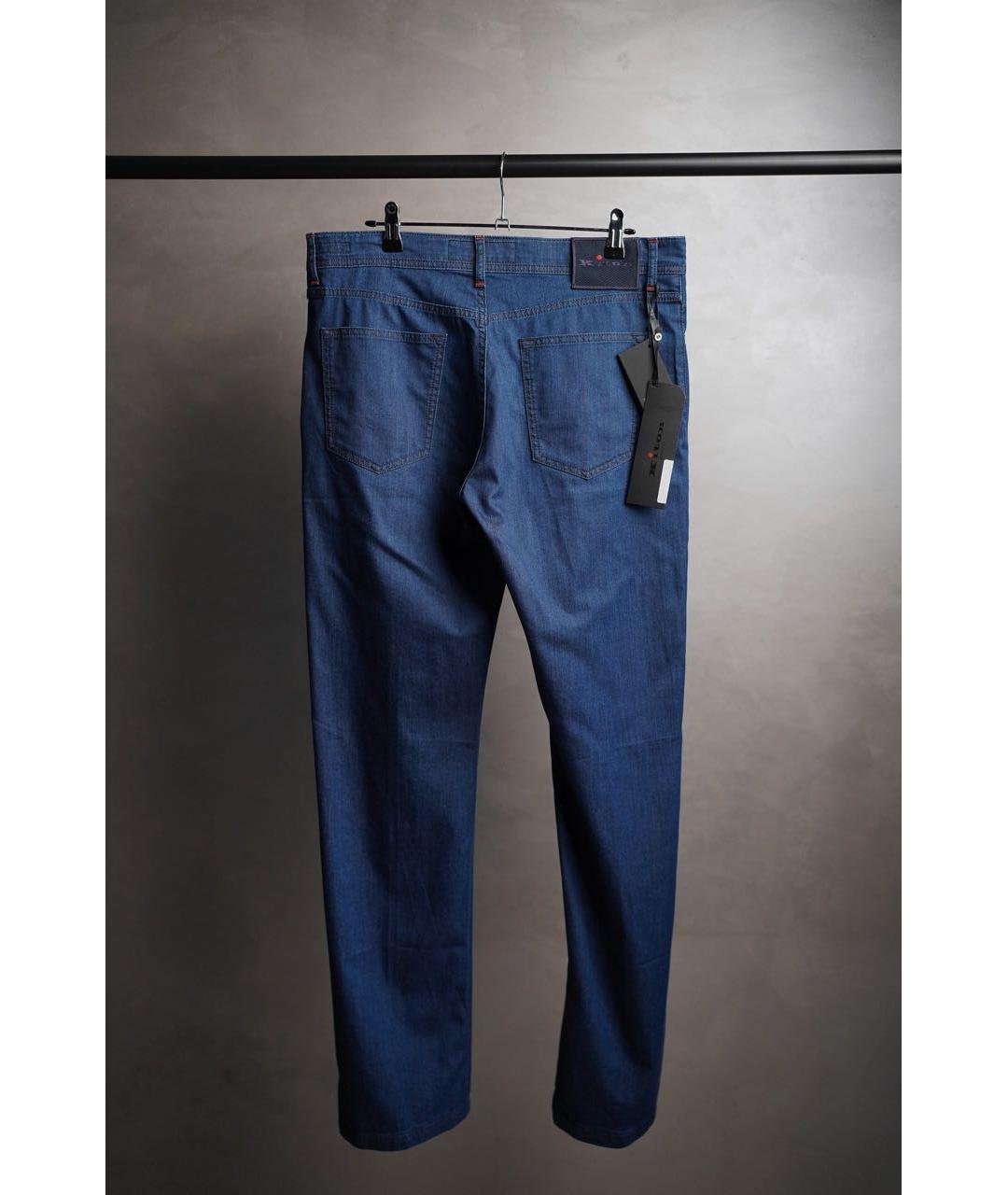 KITON Темно-синие хлопко-эластановые прямые джинсы, фото 2