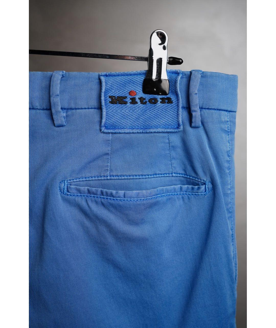 KITON Голубые хлопковые повседневные брюки, фото 5