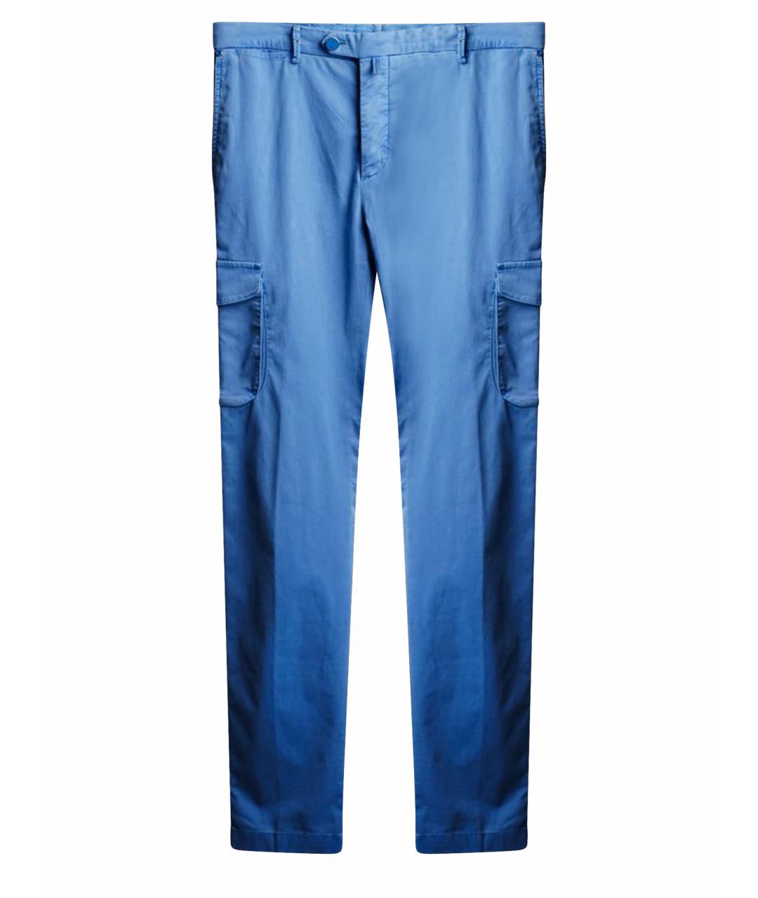 KITON Голубые хлопковые повседневные брюки, фото 1