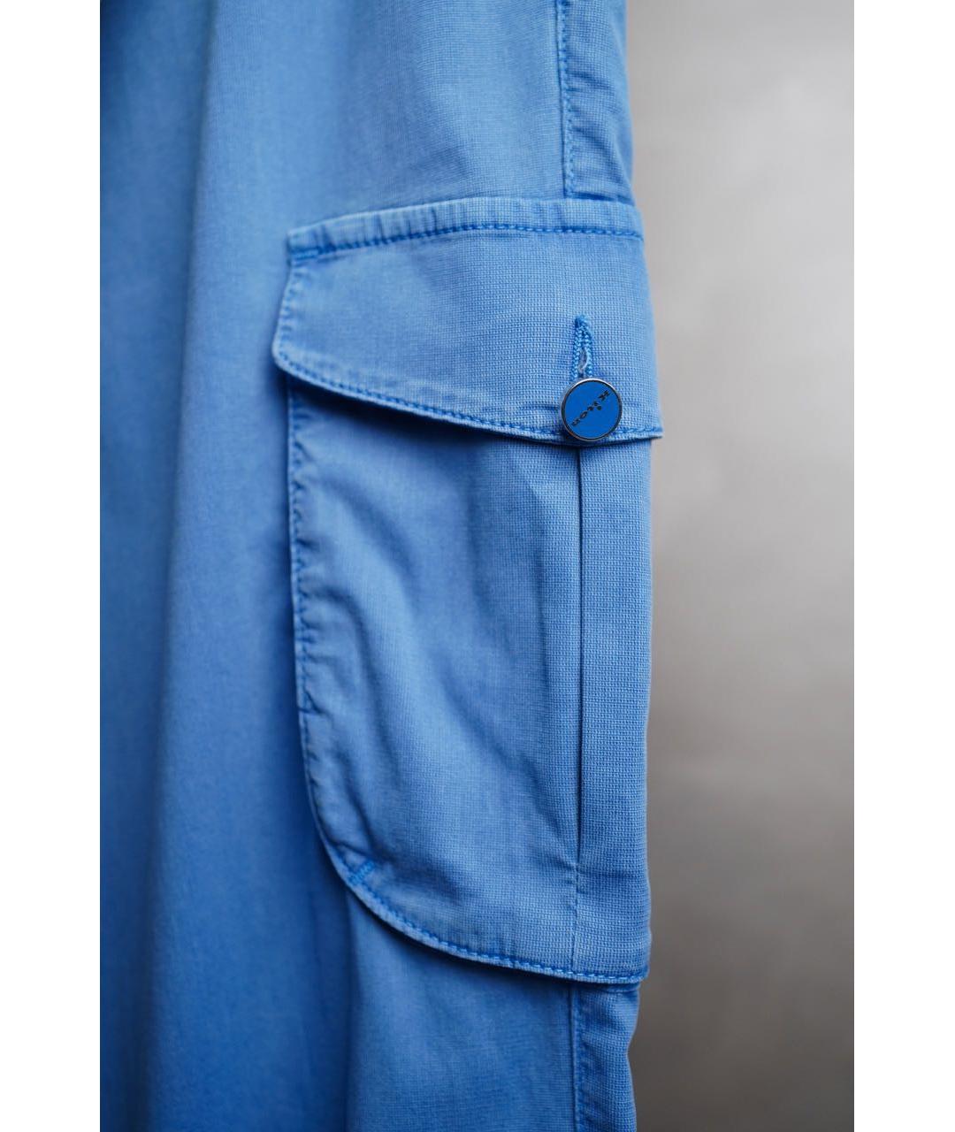 KITON Голубые хлопковые повседневные брюки, фото 6
