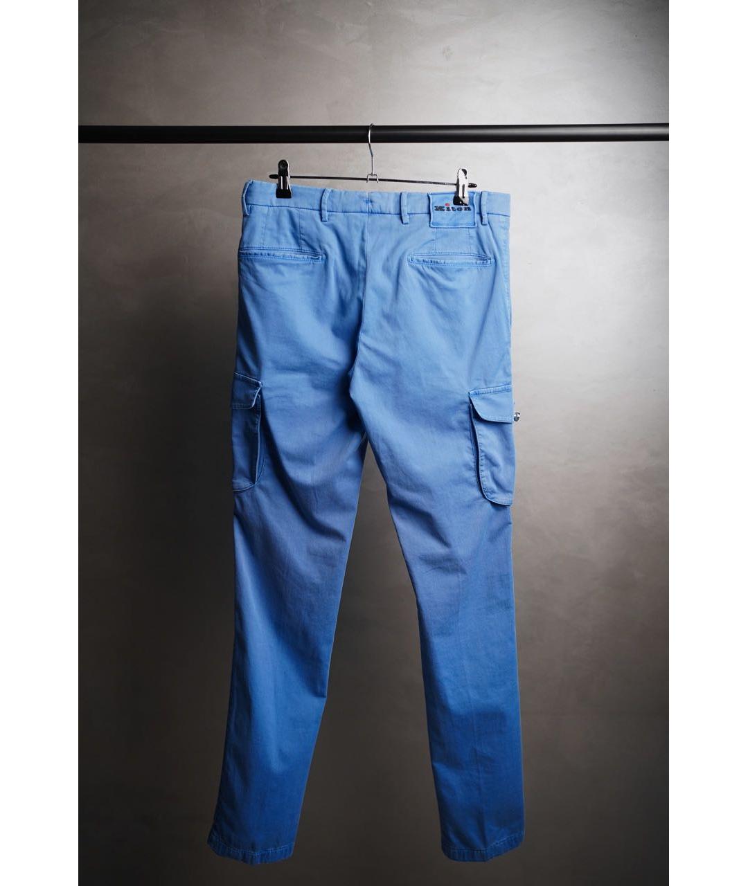 KITON Голубые хлопковые повседневные брюки, фото 2
