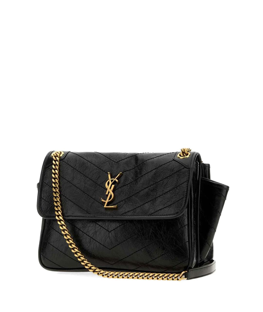 SAINT LAURENT Черная кожаная сумка через плечо, фото 3
