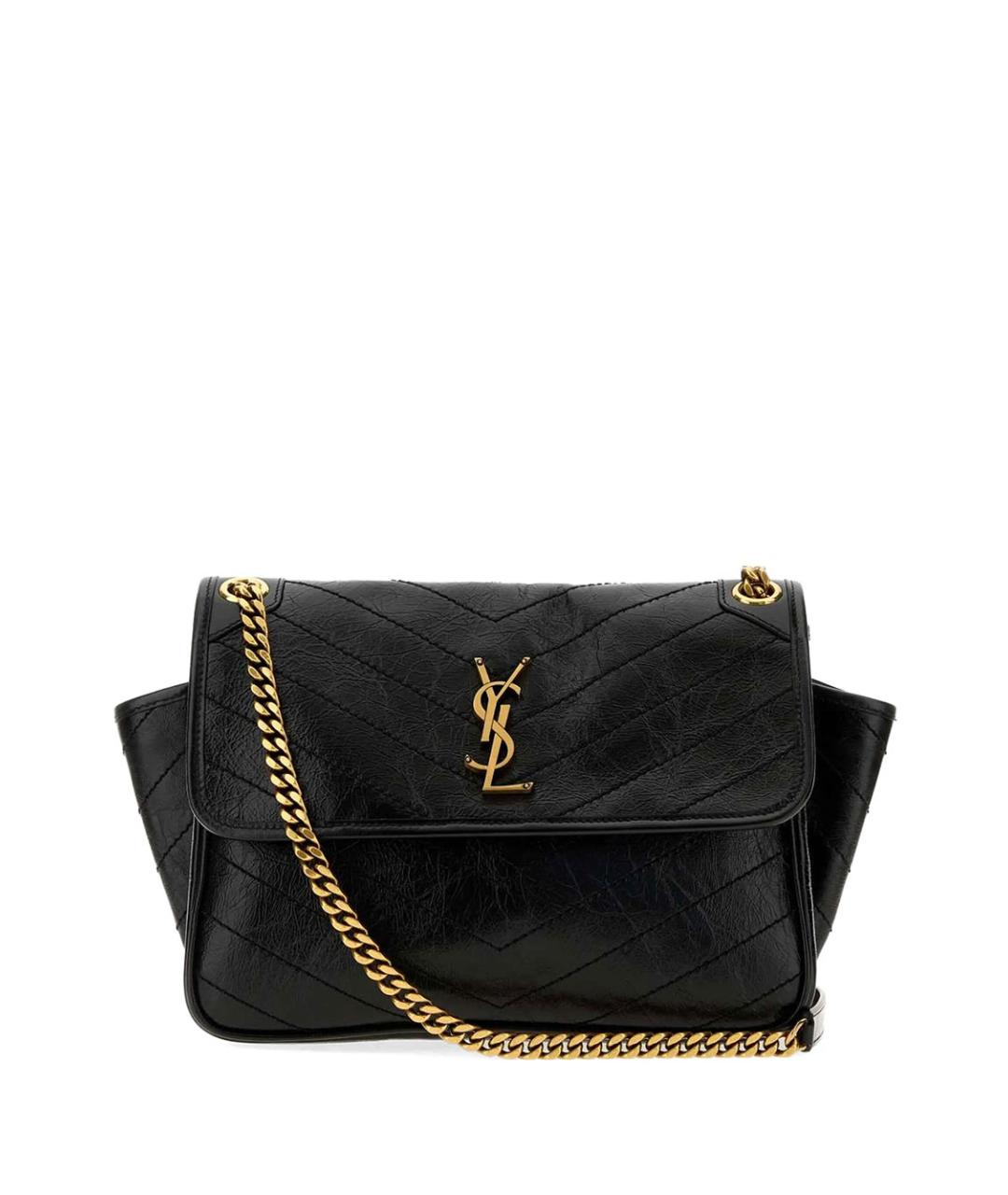 SAINT LAURENT Черная кожаная сумка через плечо, фото 1