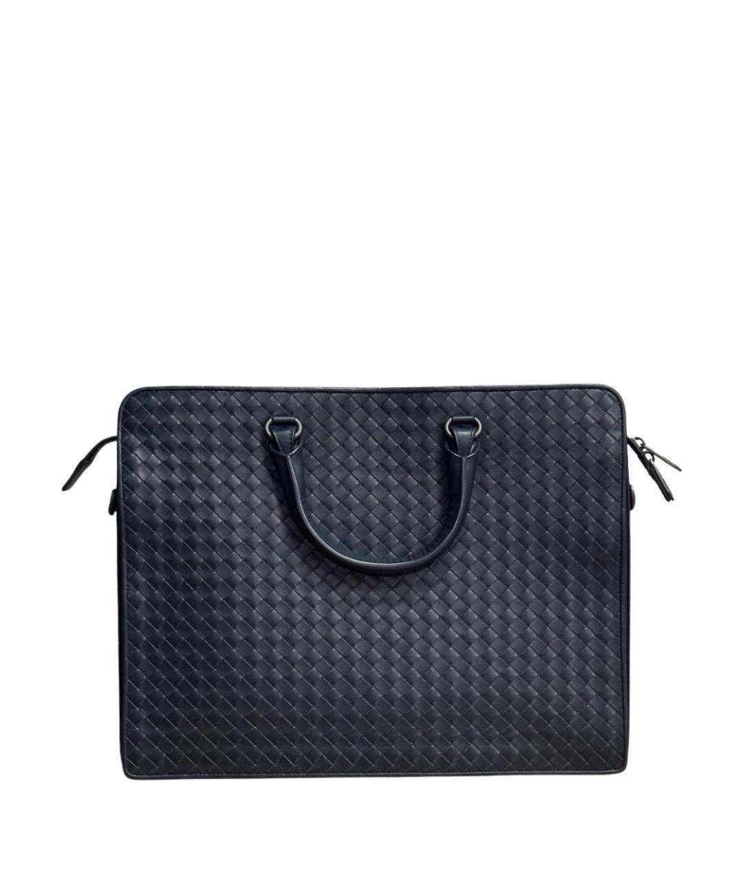 BOTTEGA VENETA Темно-синий кожаный портфель, фото 1