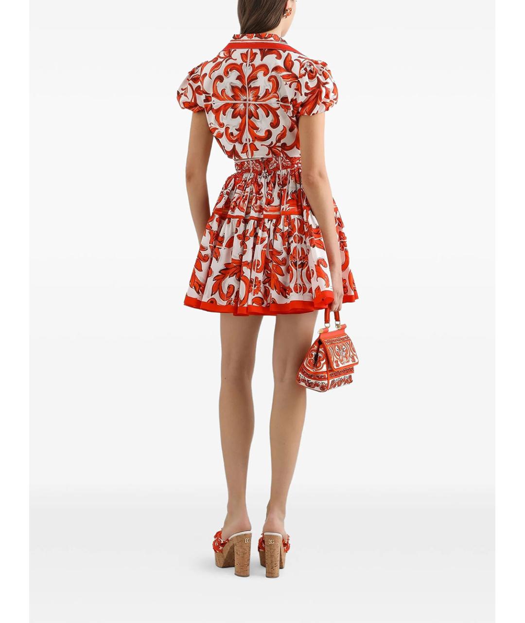 DOLCE&GABBANA Красная хлопковая юбка мини, фото 4