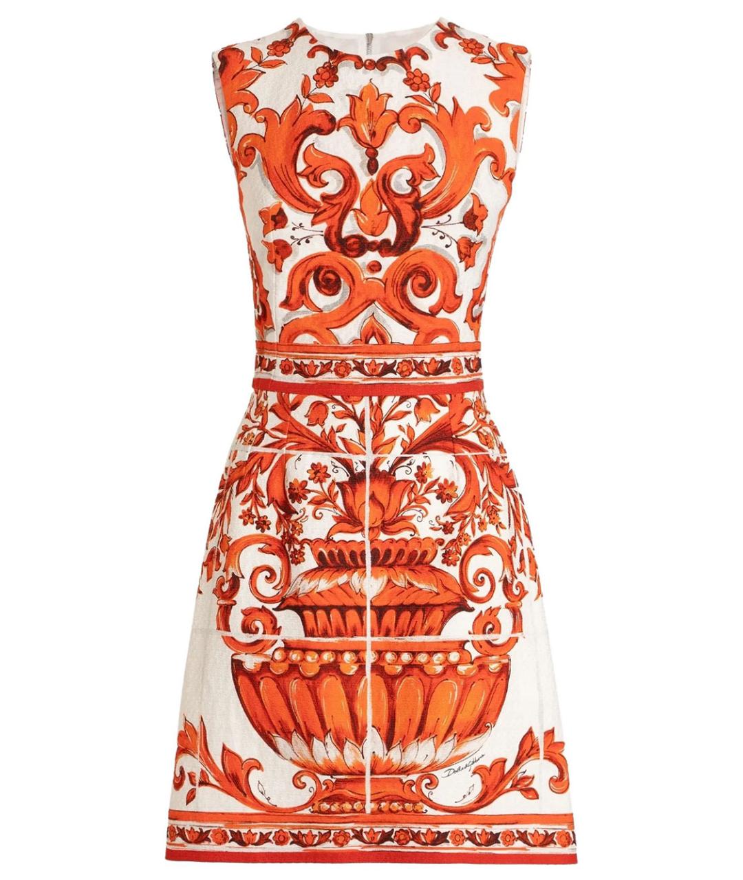 DOLCE&GABBANA Оранжевое хлопковое повседневное платье, фото 1