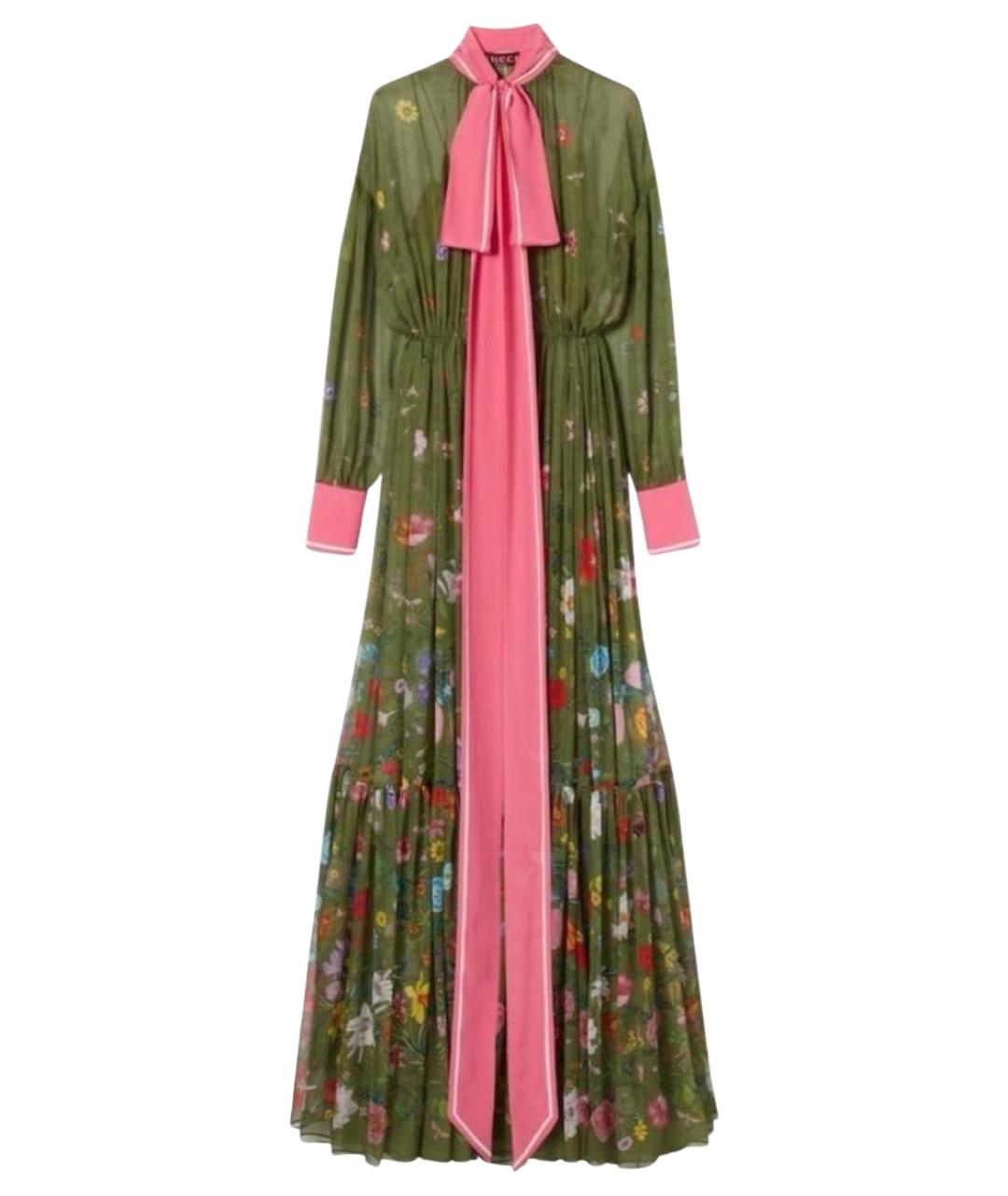 GUCCI Зеленое шелковое платье, фото 1