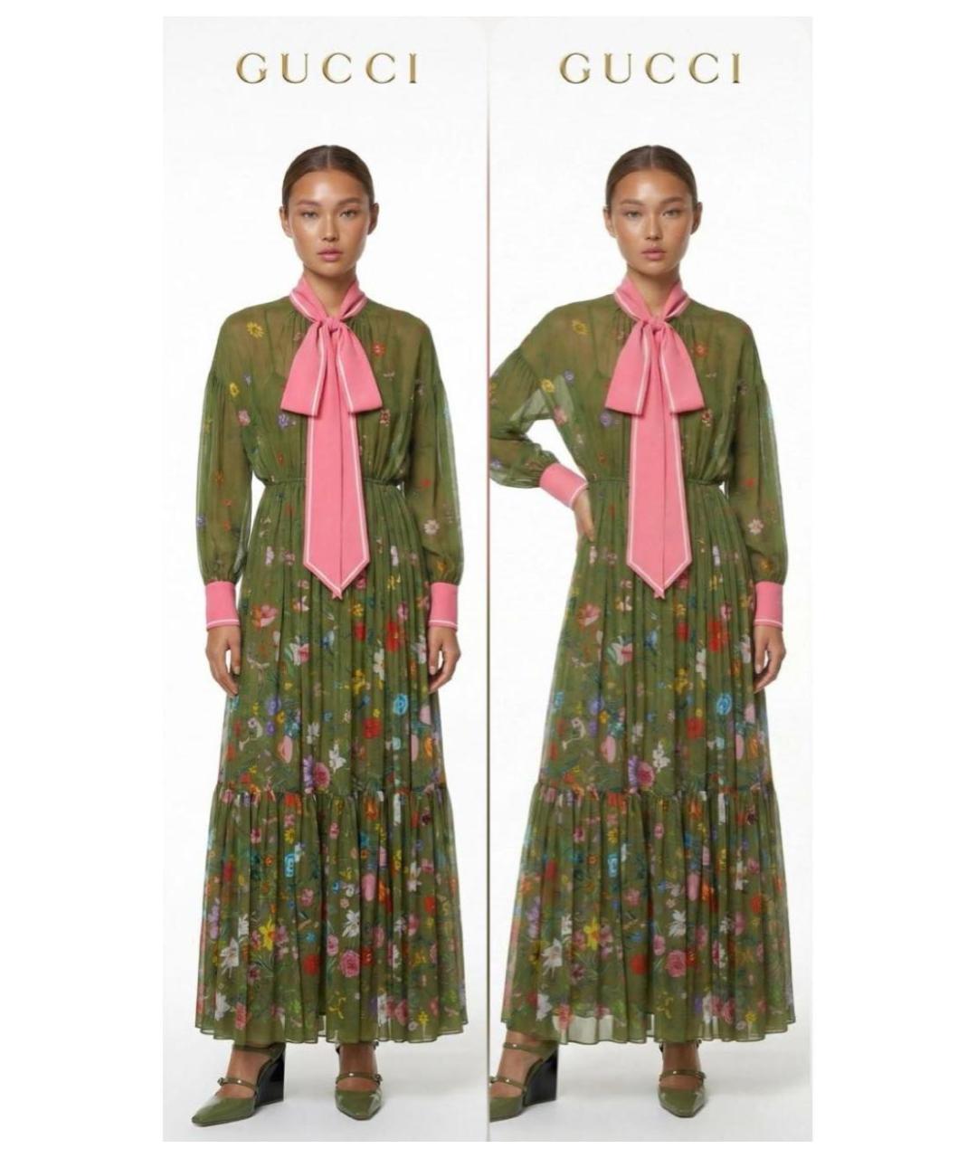 GUCCI Зеленое шелковое платье, фото 5