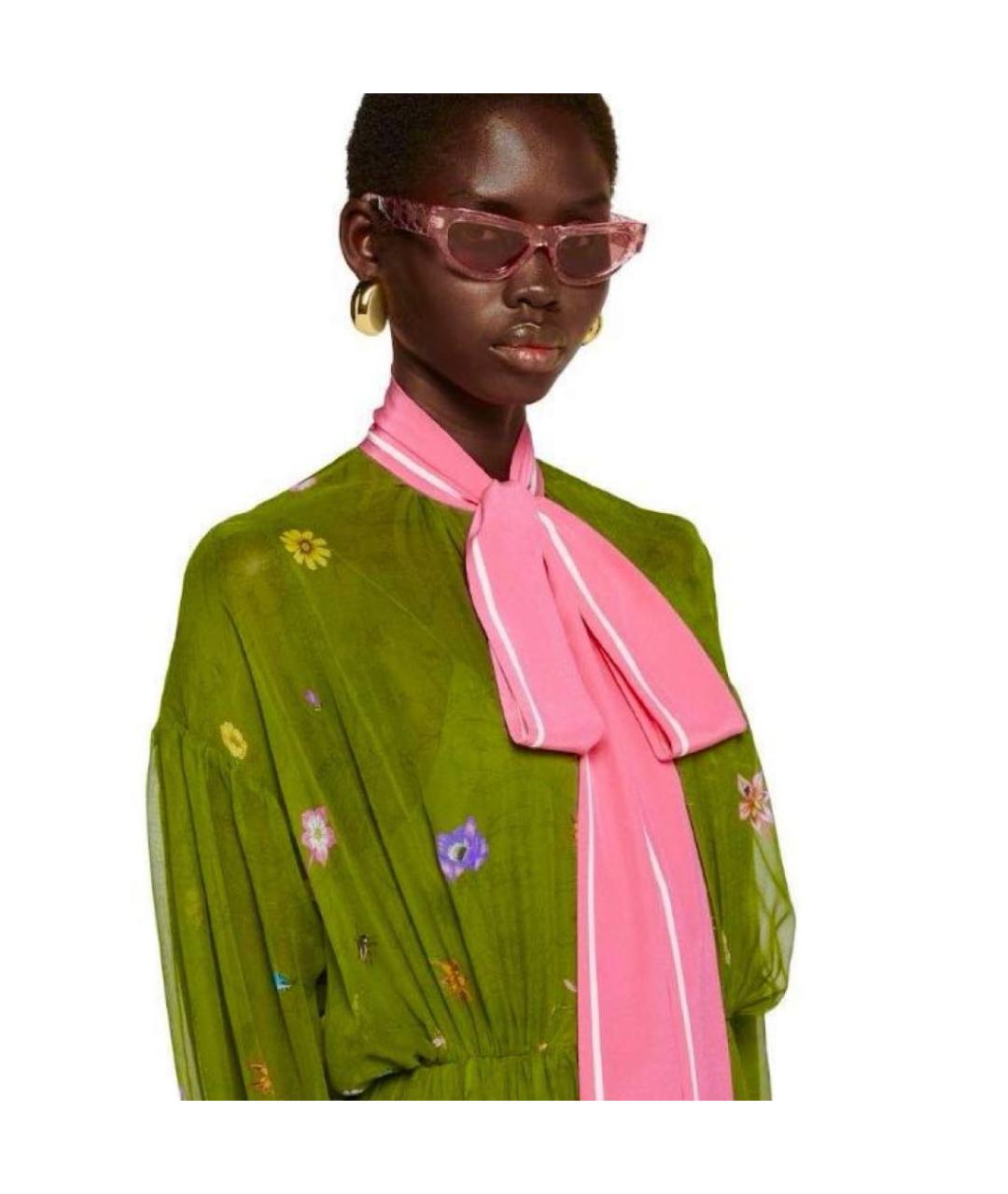 GUCCI Зеленое шелковое платье, фото 3
