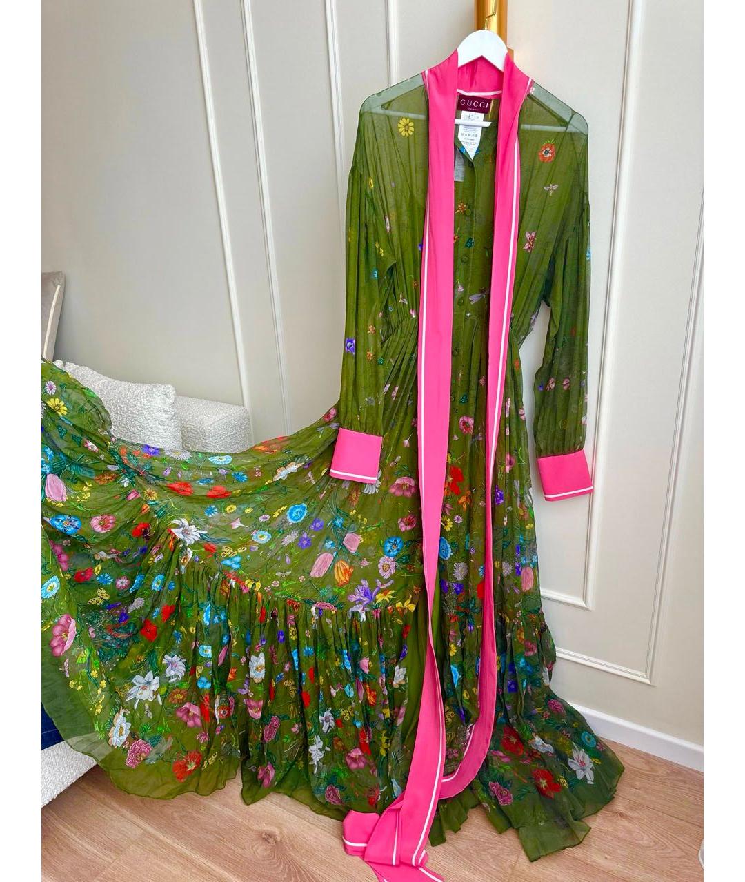 GUCCI Зеленое шелковое платье, фото 7