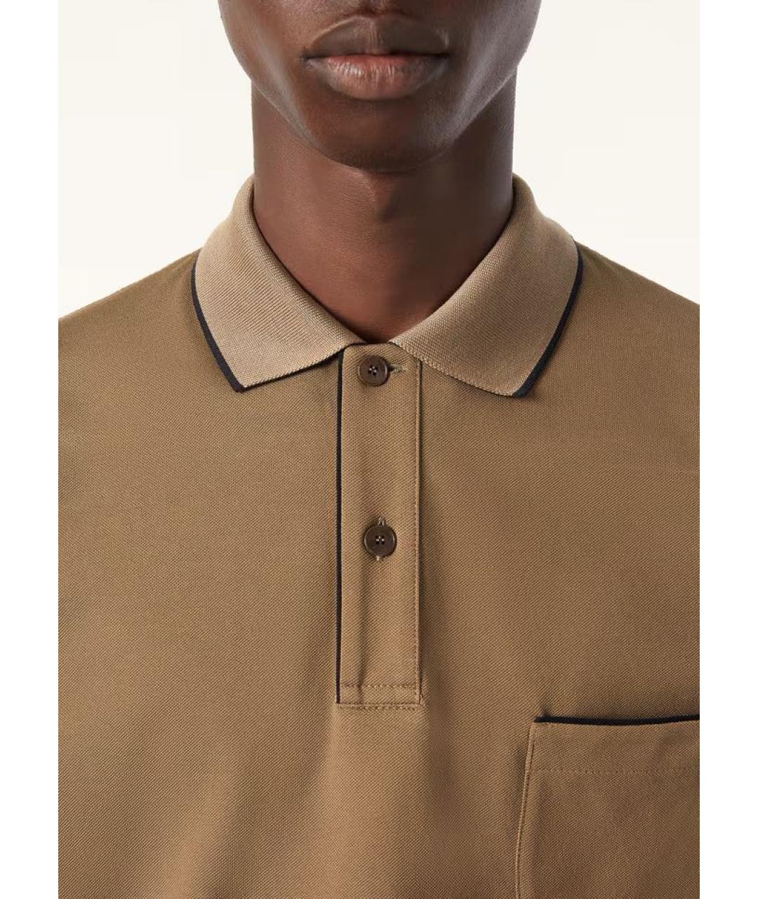 LORO PIANA Коричневое хлопко-эластановое поло с коротким рукавом, фото 3