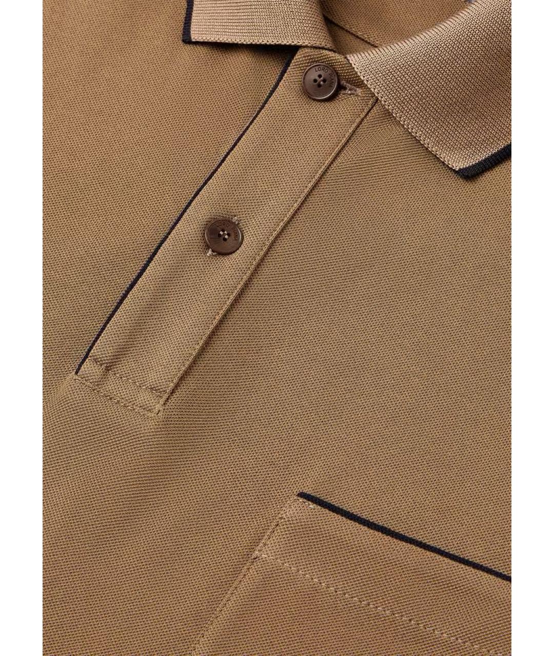 LORO PIANA Коричневое хлопко-эластановое поло с коротким рукавом, фото 6