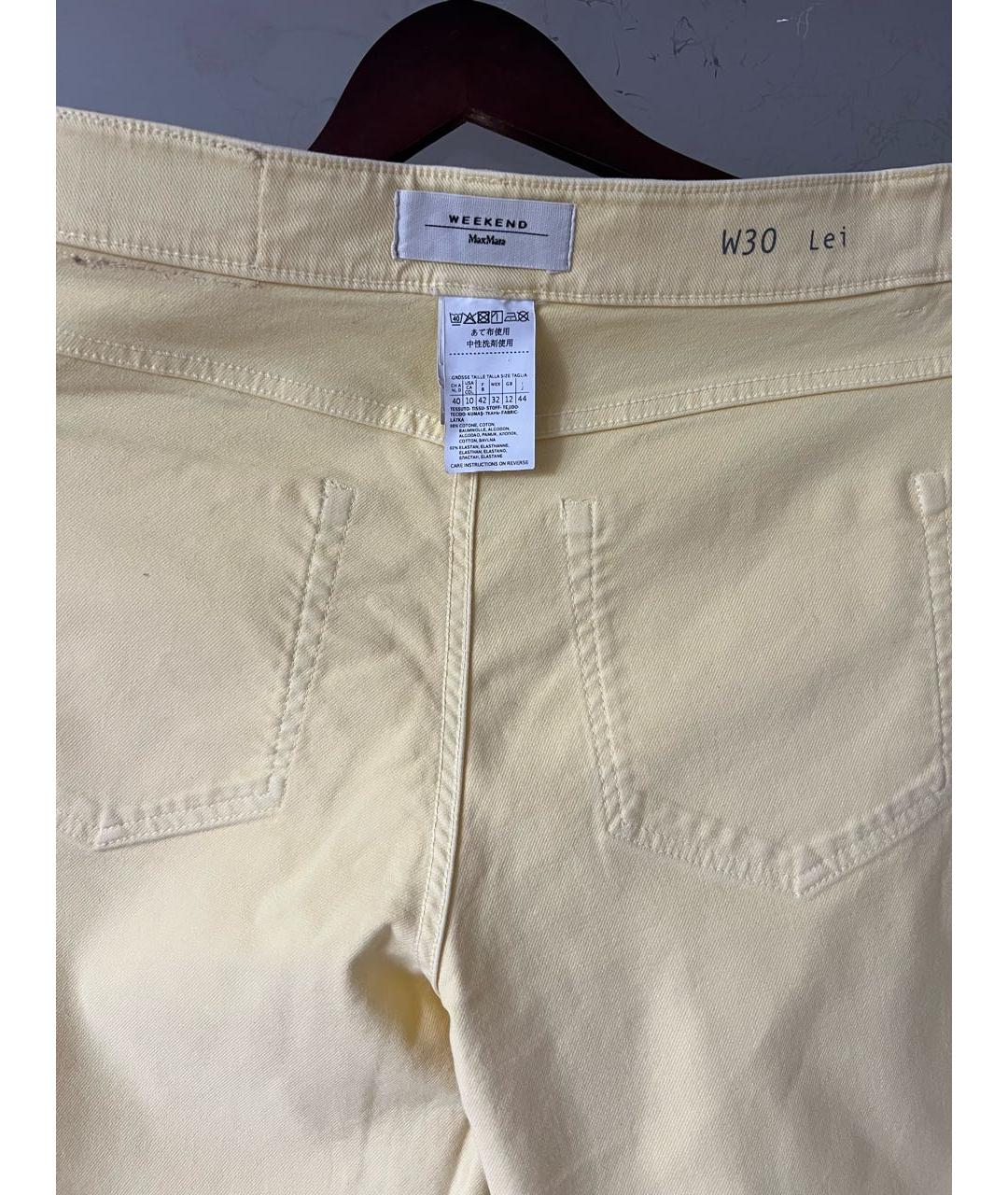 WEEKEND MAX MARA Желтые хлопковые прямые джинсы, фото 3