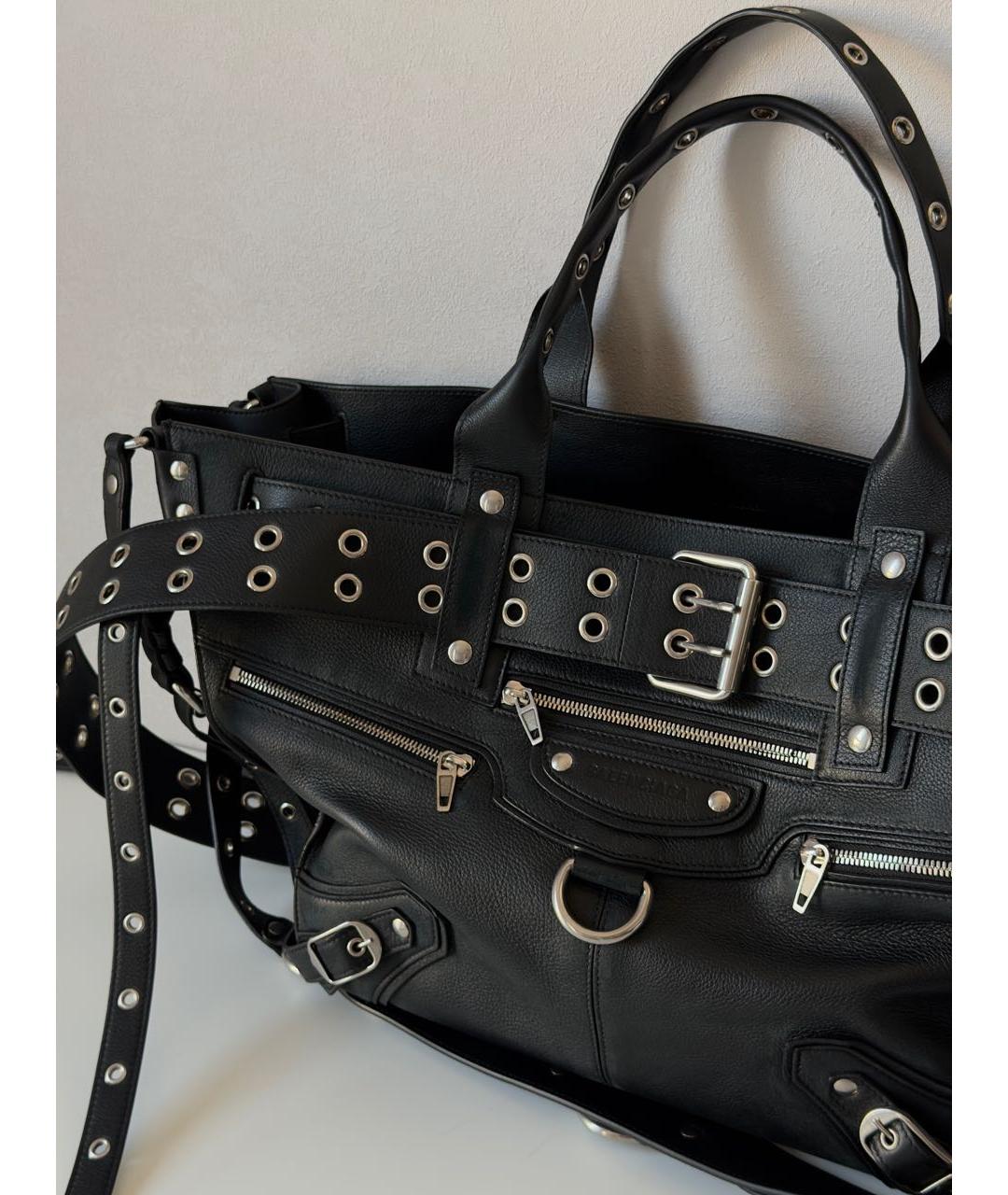 BALENCIAGA Черная кожаная сумка тоут, фото 3