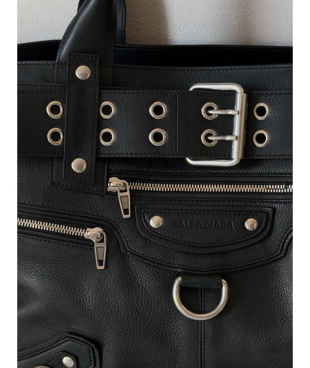 BALENCIAGA Черная кожаная сумка тоут, фото 5