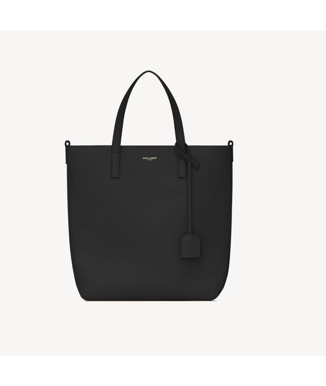 SAINT LAURENT Черная кожаная сумка тоут, фото 2