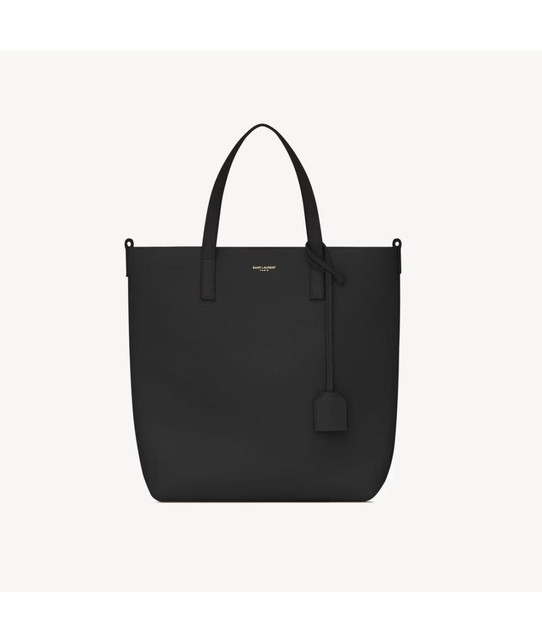 SAINT LAURENT Черная кожаная сумка тоут, фото 1