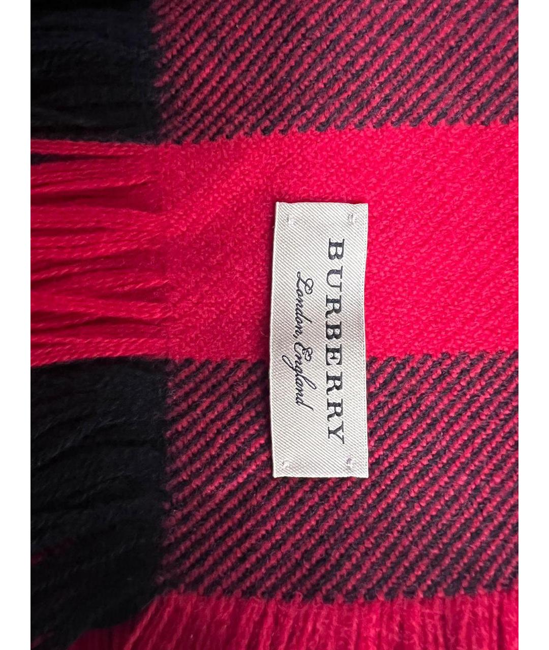 BURBERRY Красный шерстяной шарф, фото 3