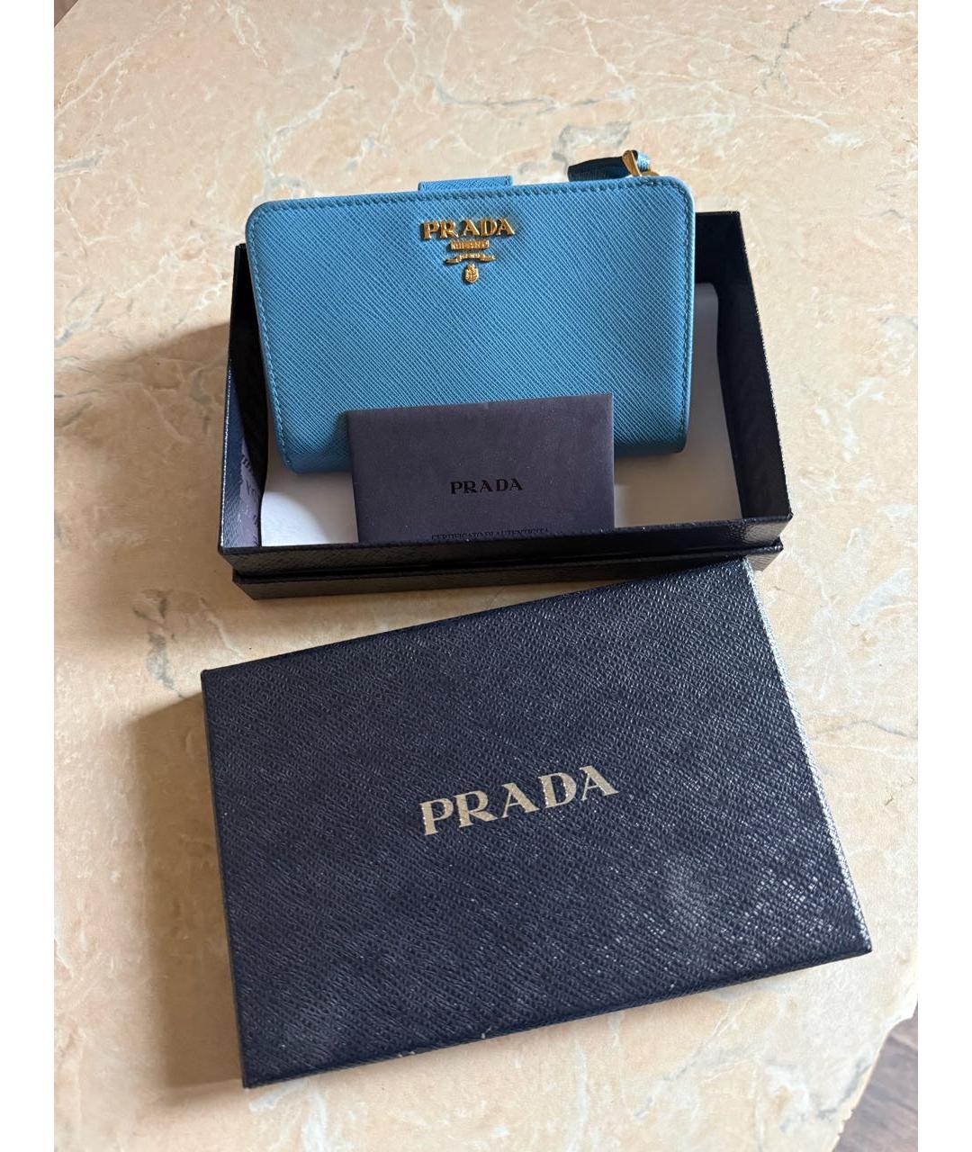 PRADA Голубой кожаный кошелек, фото 2