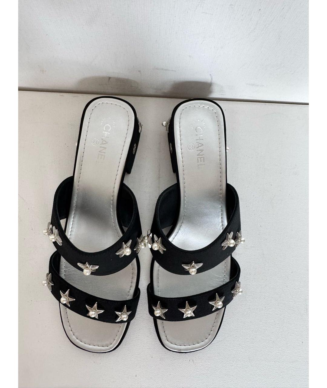 CHANEL Черные кожаные босоножки, фото 8
