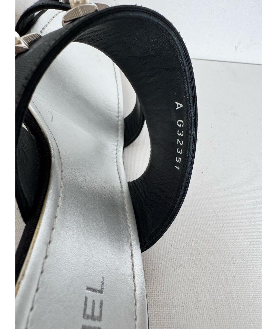 CHANEL Черные кожаные босоножки, фото 5
