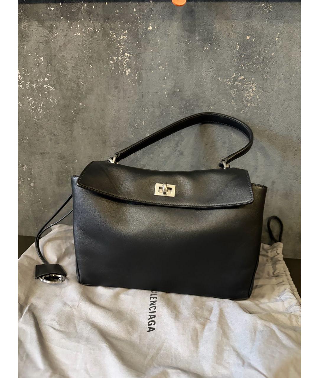 BALENCIAGA Черная кожаная сумка с короткими ручками, фото 6