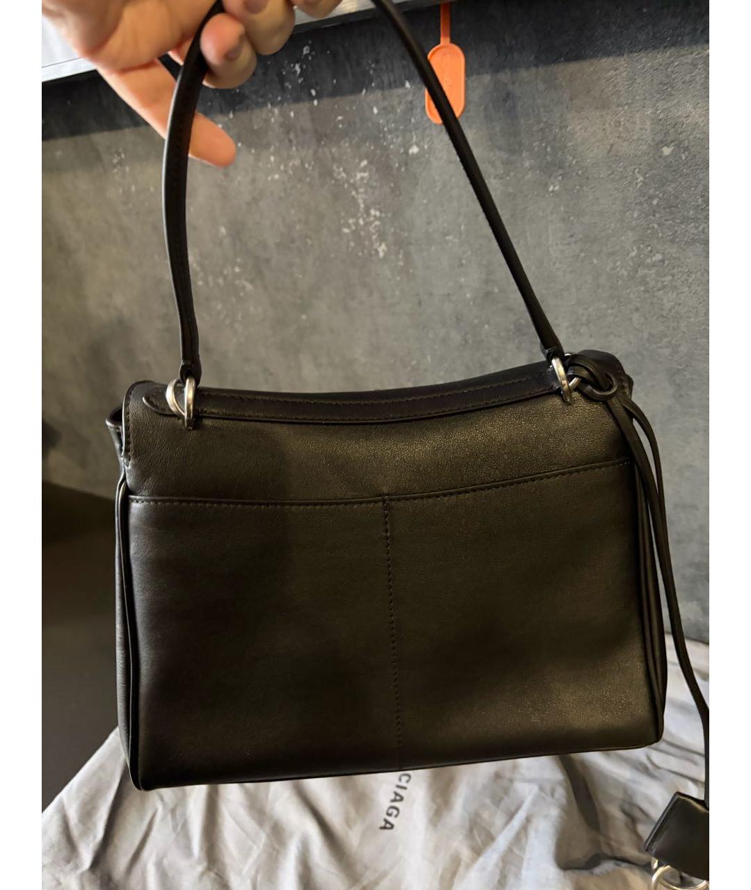 BALENCIAGA Черная кожаная сумка с короткими ручками, фото 4