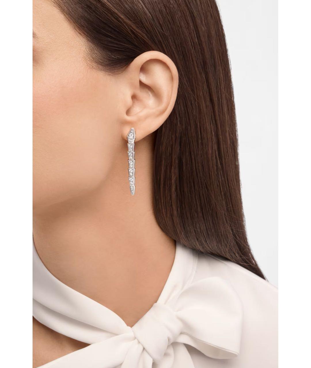 BVLGARI Серебряные серьги из белого золота, фото 4