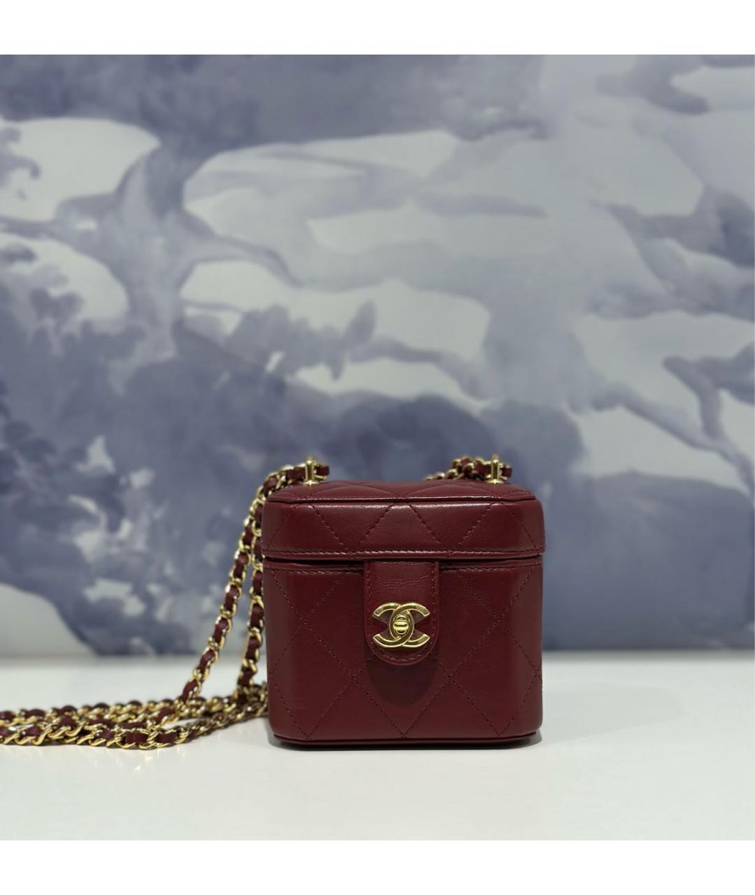 CHANEL Бордовая кожаная сумка через плечо, фото 8