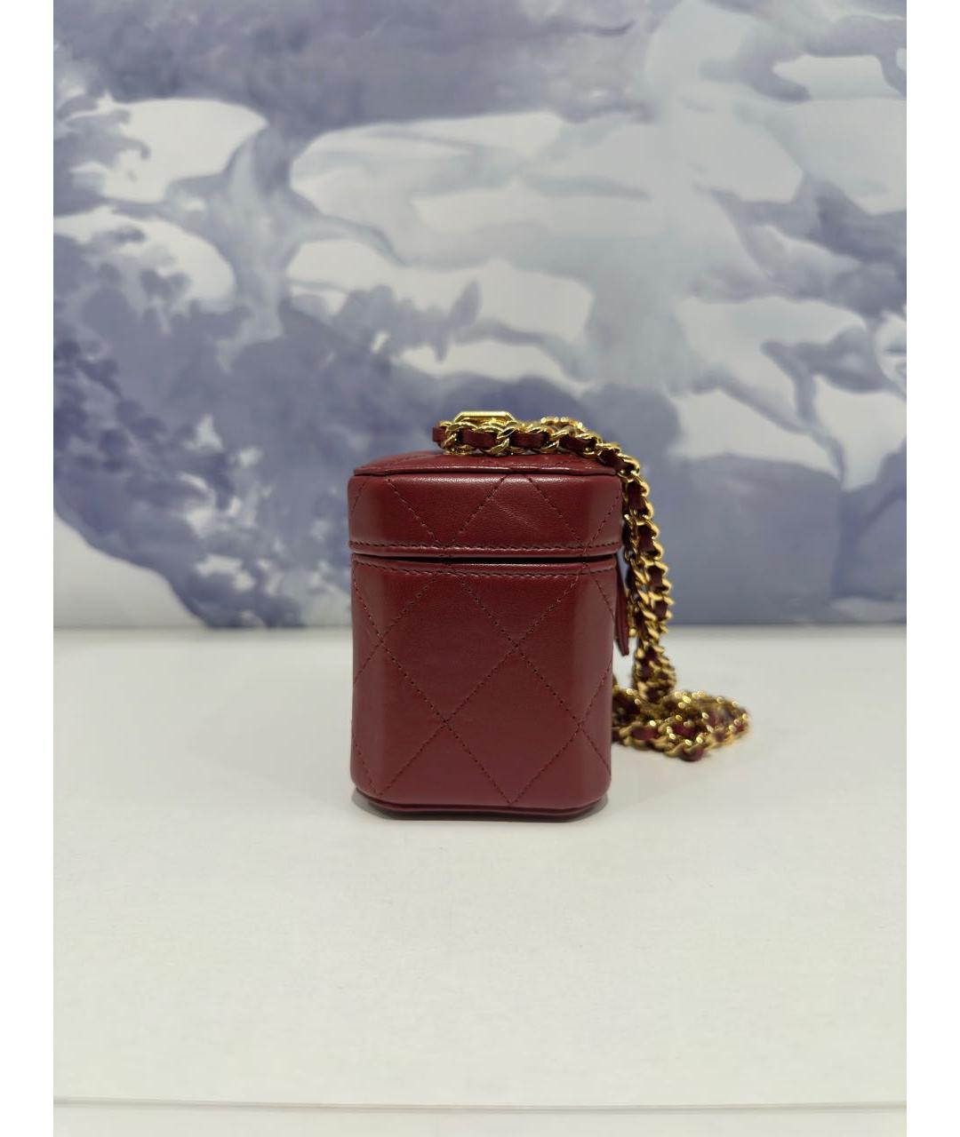 CHANEL Бордовая кожаная сумка через плечо, фото 5