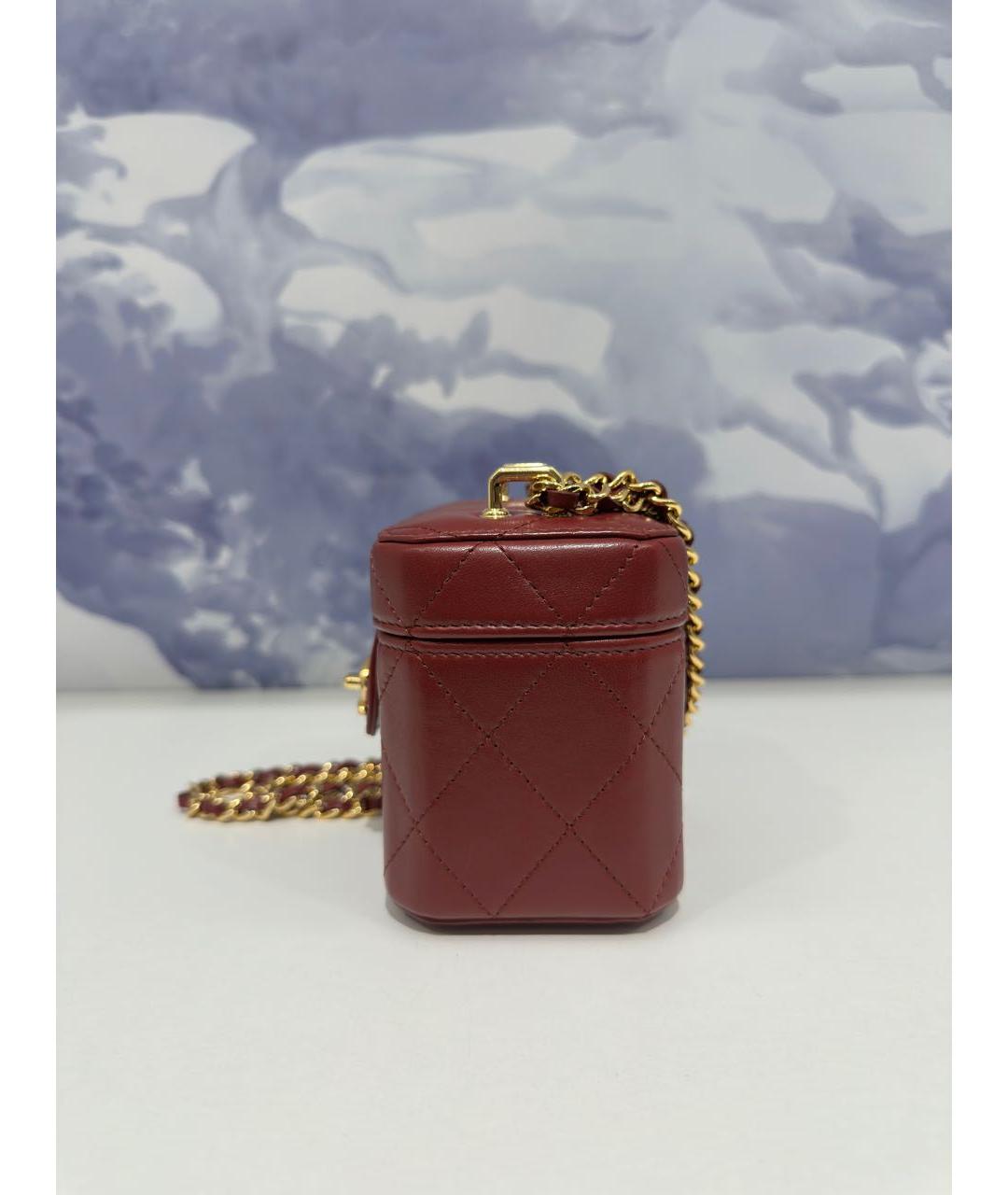 CHANEL Бордовая кожаная сумка через плечо, фото 2