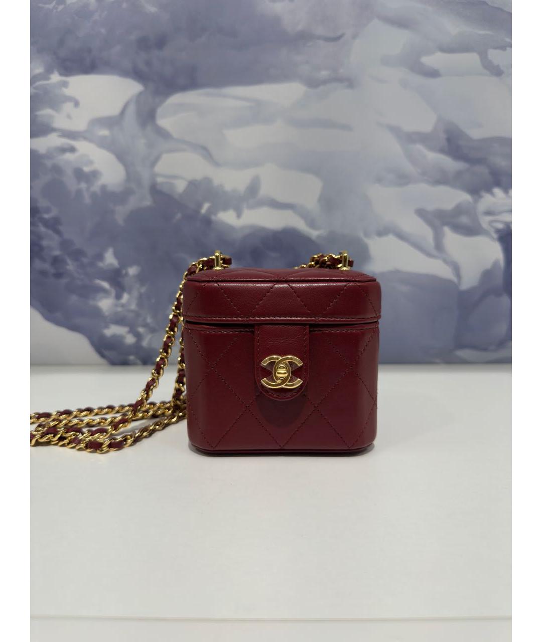 CHANEL Бордовая кожаная сумка через плечо, фото 3