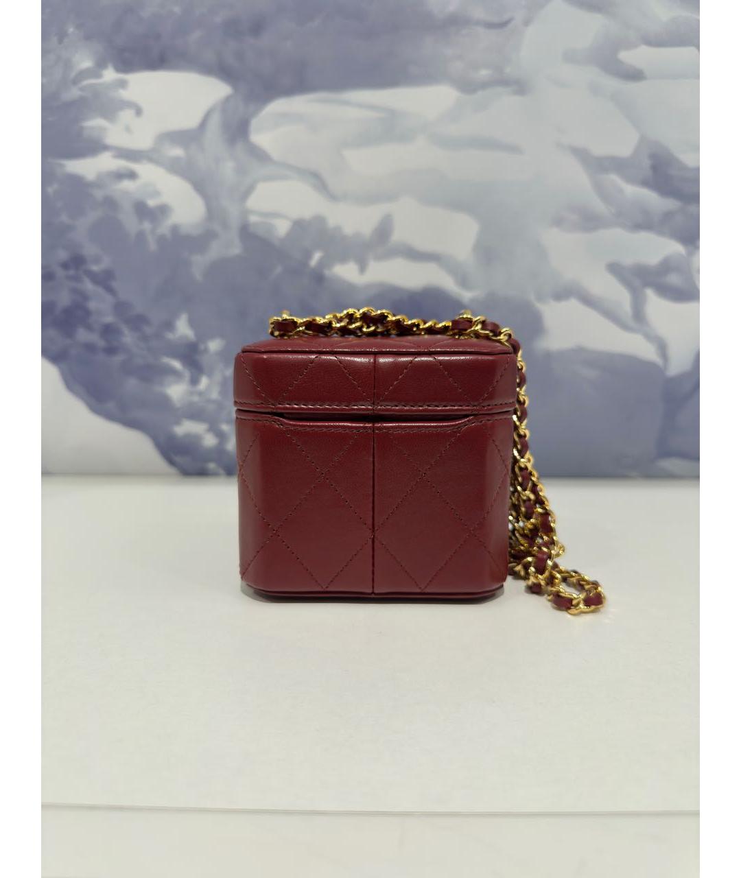 CHANEL Бордовая кожаная сумка через плечо, фото 4
