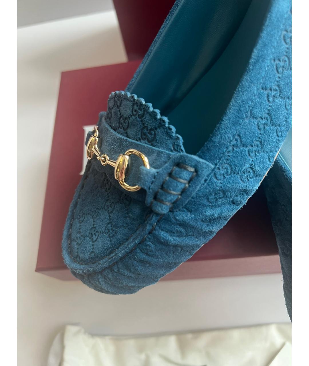 GUCCI Синие замшевые мокасины, фото 6