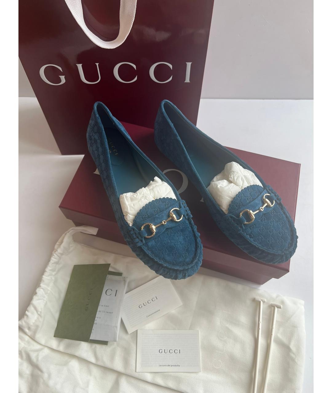 GUCCI Синие замшевые мокасины, фото 9