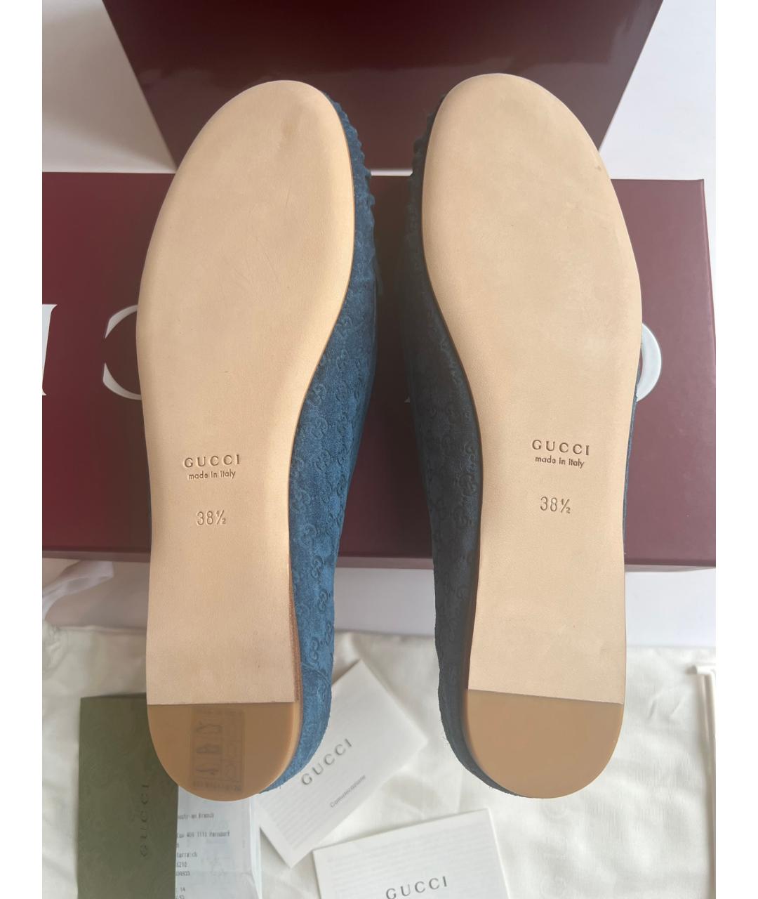 GUCCI Синие замшевые мокасины, фото 5