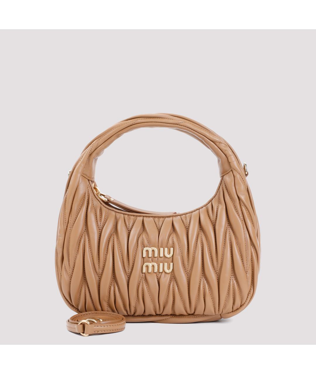 MIU MIU Бежевая кожаная сумка через плечо, фото 2