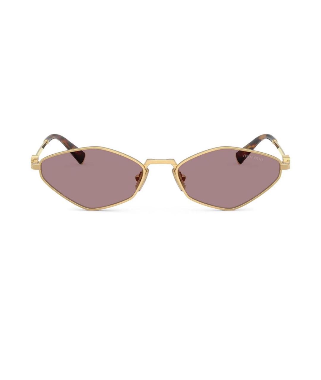 MIU MIU Золотые металлические солнцезащитные очки, фото 2