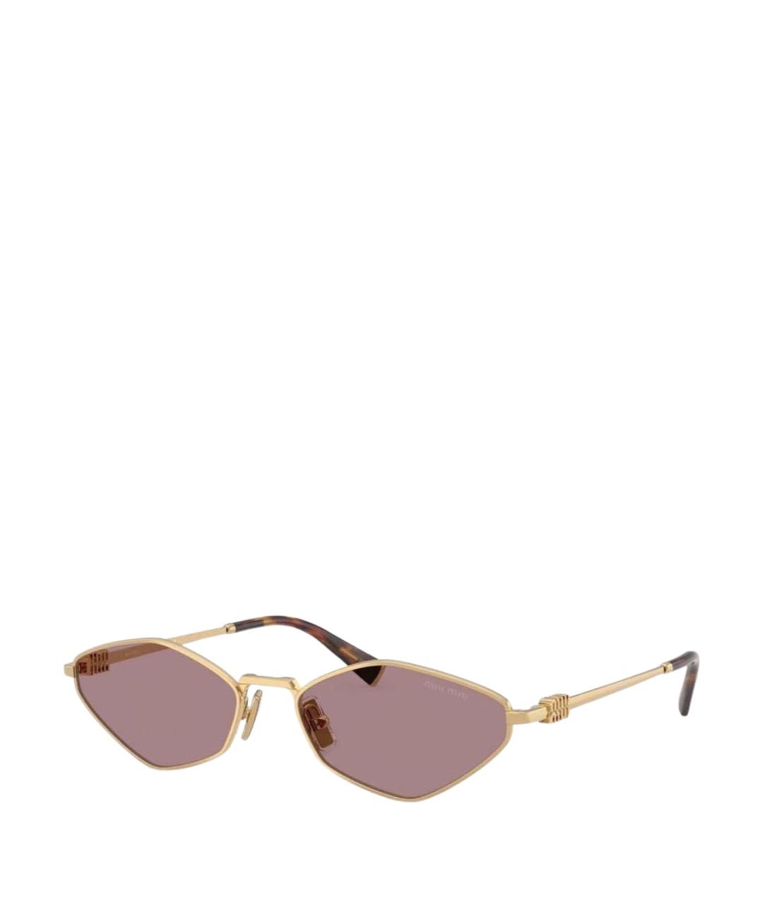 MIU MIU Золотые металлические солнцезащитные очки, фото 1