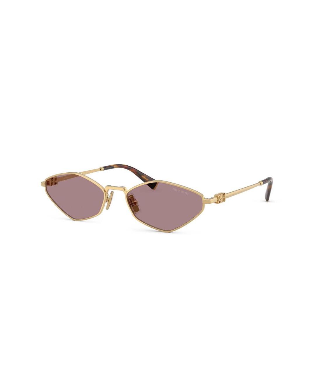MIU MIU Золотые металлические солнцезащитные очки, фото 8